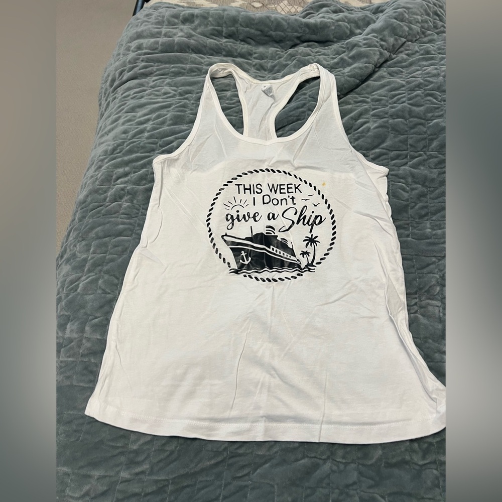 White Graphic Tank Top “This week I don’t give a ship”